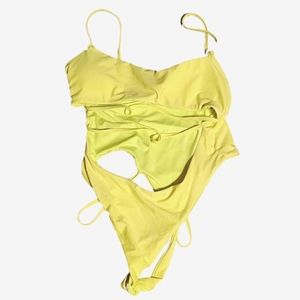 Fashion Nova Yellow Body Suit Size Large